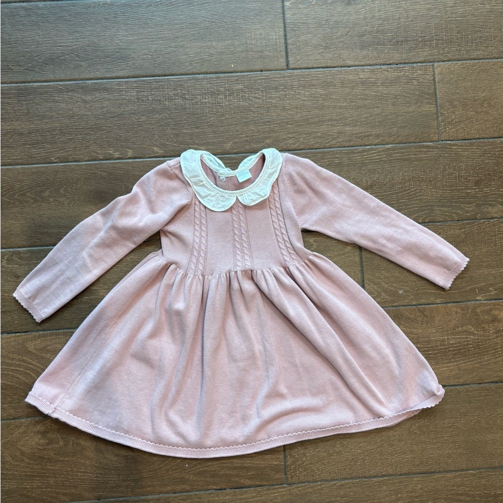 Edgehill Pink Cotton Knit Dress with White Collar 4T
